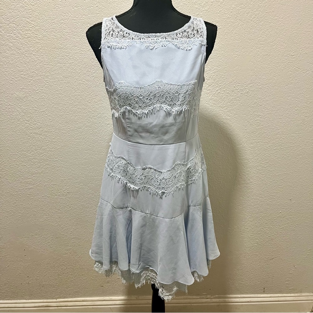 Minuet Lace Trimmed Light Blue Dress
